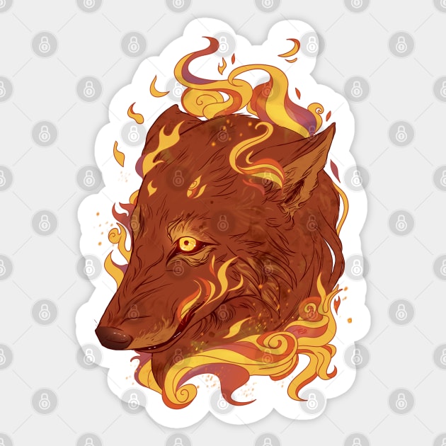 Fire Wolf Sticker by RioBurton